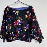 Anthropologie NEW Maeve Boatneck Puff Long Sleeve Floral Print Blouse Black Med Photo 3