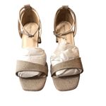 Benjamin Walk Lilibet Champagne Glitter Sculptured Heel Sandals Silver 7.5 Photo 1