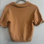 Rokoko Camel Collared Short Sleeve Knit Sweater Top Brown Size L Photo 3