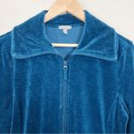 Talbots  Women's Luxe Velour Blue Long Sleeve Zip-Front Jacket Size Small Photo 1
