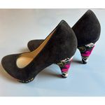 Artemis Black Heel Embroidery EU 40 US 9 Floral Red Bottom Artisan Photo 2