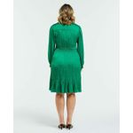 Estelle Emerald Green Shirred Long Sleeve Satin Pleated Dress 2X Holiday Event Photo 1