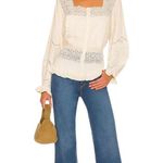 Anthropologie NWT  Love Sam Boho Cotton Lace Peplum Full Sleeve Top Ecru Size S Photo 14