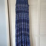 cupio  Maxi Dress Sleeveless V Neck Elastic Waist Blue White Women's‎ Medium Photo 4