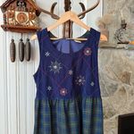 Vintage Embroidered Snowflakes Jumper Dress Blue Size L Photo 1