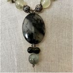 moss agate prehnite sterling silver beaded pendant necklace Green Photo 1