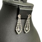 3PC Bridal Set Silver Tone Luxurious Rhinestone Statement Necklace Earrings Photo 1