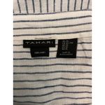 Tahari  Women's White Navy Striped Linen Boat Neck 3/4 Sleeve Top XL Photo 7