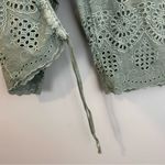 Sundance NWT  Sage Green Eyelet Lace Bermuda Boho Shorts Tie Scallop Hem Size 10 Photo 9