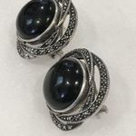 JACK JUDITH Onyx Marcasite Silver Vintage Studs Photo 5