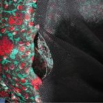 Urban Outfitters  Iris Satin Silk Ruched Mini Dress Black Rose Flower XS Photo 6