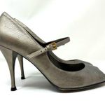 Stuart Weitzman bronze leather, peep toe Mary Jane heels, made in Italy, size 9 Photo 4
