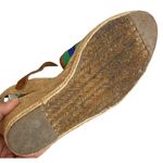 Paloma Barcelo Green Blue Striped and Leather Espadrilles Size 6.5 Tan Photo 5
