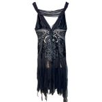 NWT Mandalay Black Silver Beaded Sequin Short Mini Evening Dress Womens Size 4 Photo 5