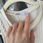 ZARA  cableknit midi dress beige sweater sleeveless mock high neck ivory bodycon Photo 4