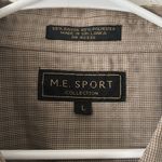M.E. Sport Collection Brown Plaid Long Sleeve Shirt Size L Photo 1