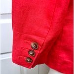 Target Merona Red Collarless Linen Cropped Balzer Jacket w/ 3/4 Sleeves Hook Closure XS Photo 3