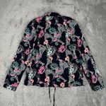Banana Republic  Jacket Womens Medium Black Pink Bird Print Drapery Bomber Casual Photo 2