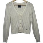 Abercrombie & Fitch  Cream Ribbed Knit Long Sleeve V-Neck Cardigan Sweater Size S Photo 0