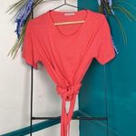 ZARA  TRAFALUC Coral Cropped Wrap T-Shirt Photo 0