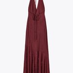 ZARA  Burgundy maxi Halter open back Dress wedding evening holiday party Photo 6