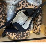 Wild Diva Sexy Leopard and Black Suede Platform Chunky Strappy Heels Pumps Photo 0