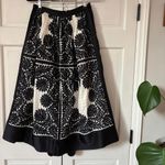 Ulla Johnson  Francesca Satin Trim Floral Appliqué Black White Midi Skirt Size 4 Photo 13