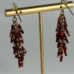 Red & Black Seed Bead Tassel Boho Dangle Beaded Earrings Photo 4