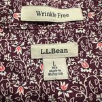 L.L.Bean  Floral Button Down Top Shirt Wrinkle Free Purple Pink Size Large Regular Photo 1
