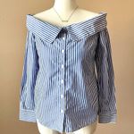 Bardot  | Striped Off-shoulder Button Down Blouse Sz 8 Photo 1