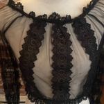 San Joy  Black Sheer Ruffle Love Sleeve Crop Top Size S Photo 1