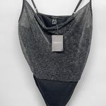 Forever 21 Bodysuit Juniors' Med Metallic/Black Cowl Neck Adjustable Straps New Photo 0