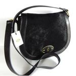 Fossil NEW  Black CALF HAIR LEATHER HANDBAG Western Snap Flap Crossbody Purse Photo 0