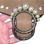 Unbranded Faux Suede Shoulder Bag Rhinestone Pearl Detail Chain Strap Brown Boho Photo 6