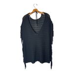 ZARA  Sweater Women Small Black Open Knit‎ V Back Fringe Sides Short Sleeve Tunic Photo 1