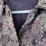 Partly Friend Cropped Floral Button Down Blouse Abstract Print Size L Purple Size L Photo 3