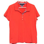 Tommy Hilfiger  Womens XL Coral Red Short Sleeve Button Polo Shirt‎ Photo 0
