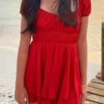 Windsor Red Ruffle Mini Dress Photo 0