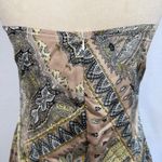 Strapless Paisley Print Halter Mini Dress Pearl Neckline Size Small Y2k Glam Brown Photo 4