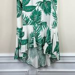 Tropical dress women's M palm leaf print ruffle short sleeve high low midi beach Green Size M Photo 3