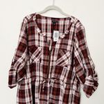 Torrid [] Red Plaid Mini Seersucker Zip Front Shirt Dress Fall Casual NWT Size 2X Photo 6