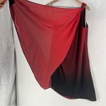 Halston Heritage  Women's‎ Chiffon Red Black Ombre One-Shoulder Cocktail Dress S Photo 6