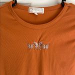 No Comment Orange Crop Top Fitted Crew Neck Short Sleeve Photo 1