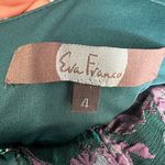 Eva Franco Fit And Flare Dress Green Purple Jacquard Floral Metallic Size 4 Photo 5