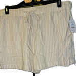 Time And Tru  High Waist Cream Striped Shorts Photo 0