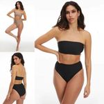 Good American NWT Reversible Better Band Top Black Latte Swim Bikini Top size 0 Photo 1