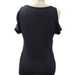 VTG INC international concepts Sequin front Cold Shoulder Top Black/Silver M Black Size M Photo 2