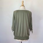 New York Laundry Solid Sage Green 3/4 Sleeve Blouse Photo 3