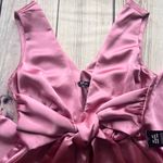 EXPRESS  Pink Satin V-Neck Tie Waist Wide Leg Jumpsuit Photo 5