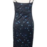 Vintage 90s Y2K Candy Rocket Sleeveless Maxi Dress with Slit Black Blue Floral Size M Photo 1